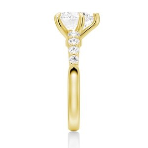 แหวนทอง 14K ประดับเพชรโมอิสซาไนต์ทรงหัวใจแบบห้าก้านฝังเพชรหรูหรา - Product Image 3