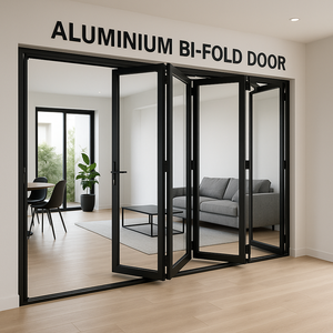 Porte coulissante en aluminium minimaliste à 4 panneaux Double vitrage avec dessus fixe pour alliage d'aluminium durable de ferme - Product Image 4