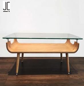 Muebles de sala de estar de diseño contemporáneo, mesa de centro natural de madera curvada de vidrio para uso doméstico - Product Image 5