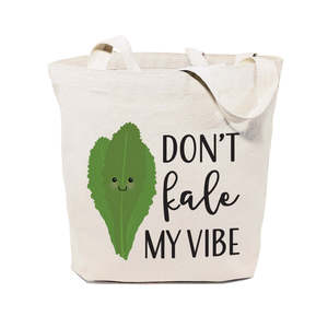 Kale My Vibe Cotton Canvas Tote Bag Eco-Friendly Medium Size Tote Long Ribbon Diverse Printing for Daily Use Advertising Gifts - Product Image 1