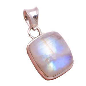 Pendentif personnalisé en argent Sterling 925, pendentif en pierre de lune naturelle arc-en-ciel, meilleur prix de gros - Product Image 1
