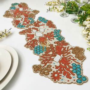 Camino de Mesa Bordado con Cuentas de 36 Pulgadas, Hecho a Mano para Decoración de Eventos de Lujo - Product Image 4