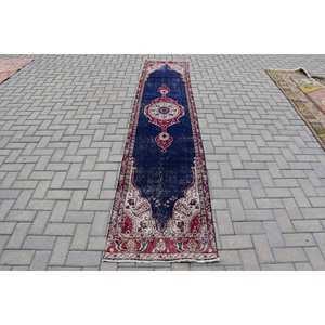 Classic Blue Red Vintage Turkish Wool <b>Rug</b> 220 X 346cm <b>Large</b> Area Rectangle Patchwork Design <b>for</b> <b>Living</b> <b>Room</b> Hallway <b>for</b> Teens - Product Image 1