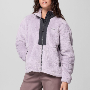 Veste zippée en polaire lilas pour femmes Douce en sherpa Col montant Vêtement d'extérieur chaud Manches longues Légère Confortable Thermique Automne Hiver - Product Image 1