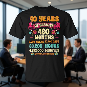 เสื้อยืดฉลองครบรอบ 40 ปีการทำงานของผู้หญิง ชุดเสื้อผ้าส่งเสริมการขายเพื่อการที่ระลึก 40 ปีแห่งการบริการ - Product Image 3