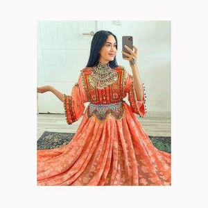 Ocean Blue ชุดเสื้อผ้า Afghani kurti และกางเกงพิมพ์ลายปักไหมเรยอนมีหลายขนาด - Product Image 4