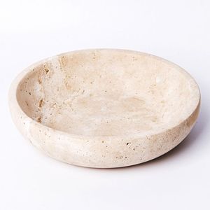 Cuenco de mármol travertino natural hecho a mano, centro de mesa decorativo de piedra para mesa de comedor, encimera de cocina, decoración del hogar - Product Image 6