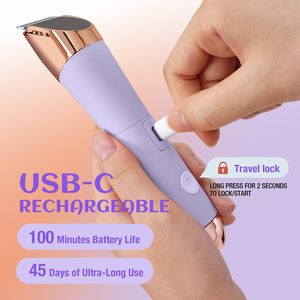 Rasoir électrique pour femmes 2-en-1, mini épilateur sans fil humide/sec, étanche IPX7 pour le visage, le bikini, les jambes, les bras, le corps - Product Image 1