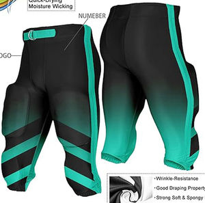 Ensemble de pantalons de football américain pour hommes grande taille, respirant, personnalisé, UPF 50+, évacuation de l'humidité, antibactérien, séchage rapide, 100% - Product Image 3