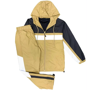 Ensembles de jogging deux pièces en nylon décontracté pour hommes Short coupe-vent à blocs de couleurs pour les sports d'hiver Design respirant - Product Image 1