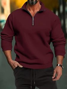 Wholesale Men's 100% Cotton Long Sleeve Casual Winter Sweatshirt <b>Mock</b> <b>Neck</b> Hoodie in Polyester Blend - Product Image 3