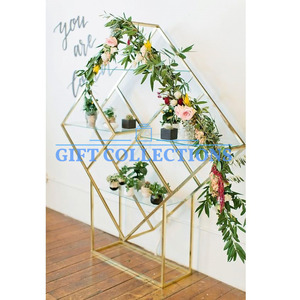 Décor de scène en fer d'arche de mariage en acier inoxydable fantaisie pour toile de fond de fête de réception avec élément décoratif de fleur - Product Image 5