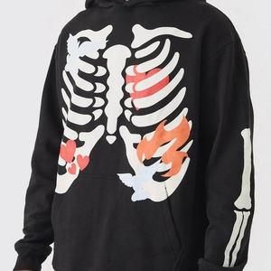 Sweat à capuche surdimensionné à épaules tombantes pour hommes OEM de haute qualité Logo personnalisé 3D Puff imprimé en coton éponge pour l'hiver brodé - Product Image 2