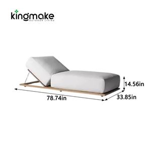 Tumbona Comercial de Madera de Teca con Cojines Impermeables, Cama de Descanso para Piscina de Hotel, Tumbona de Madera, Tumbona para Resort - Product Image 4