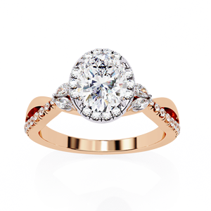 Bijoux de fiançailles en diamant cultivé en laboratoire ovale certifié IGI 1ct Bague en diamant de laboratoire en or blanc massif 14K et 18K - Product Image 1