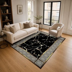 Tapis RUGS DEPOT LXDP-0915, vente en gros, noir charbon, tapis d'appoint traditionnel oriental imprimé numériquement, lavable en machine, chenille, antidérapant - Product Image 2