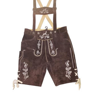 Lederhose ดั้งเดิมหนังเยอรมันทรงสั้นลายนูนแข็ง - Product Image 4