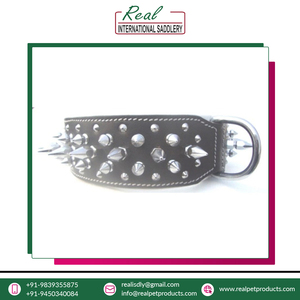 Directo India alta calidad 100% cuero genuino hecho a mano ecológico acolchado perro cuello Collar personalizable Animal mascota collares - Product Image 4