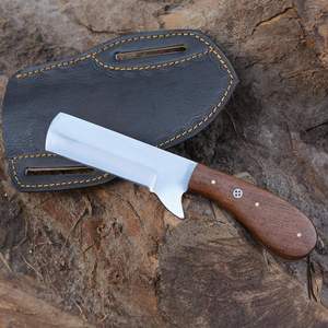 มีดพกอเนกประสงค์ทำจากสแตนเลสใช้ในการตั้งแคมป์กลางแจ้งใบมีดคาวบอยปรับแต่งได้ OEM ปลอกหนังแพนเค้ก - Product Image 5