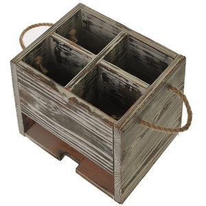 Boîte de rangement vintage en bois avec poignées noires en bois de pin pour l'organisation de la maison et de la cuisine - Product Image 3