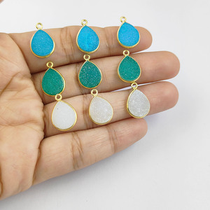 Argent Sterling 925 Bleu Druzy Charme Lunette Pendentif Poire Forme Charme Pendentif - Product Image 4