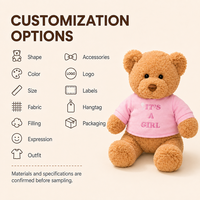 Vente en gros de mini ours en peluche, poupée en peluche mignonne et douce avec chemise imprimée personnalisée pour cadeaux promotionnels