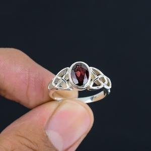 แหวนพลอยโกเมนเงินสเตอร์ลิง925มาแรงเครื่องประดับทำมือแหวนเงินสไตล์ Boho สำหรับเป็นของขวัญสำหรับผู้หญิง - Product Image 2