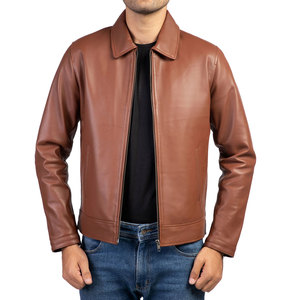 Chaqueta de Cuero para Hombre de Color Sólido y Alta Calidad, con Logotipo Frontal en Tela de Lona, Secado Rápido, Transpirable, Informal, Cómoda para el Día a Día - Product Image 3
