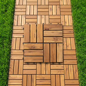 Easy-Click Acacia Wood Patio <b>Tiles</b> - 30x30cm All-Weather Outdoor <b>Interlocking</b> Flooring for DIY Garden & Deck Renovation - Product Image 5