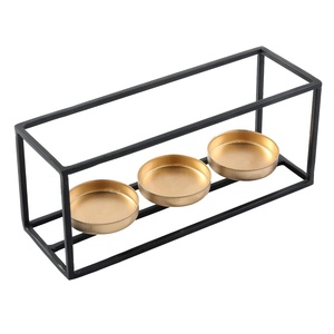 Rectangular Frame Metallic Candle Stand With Golden Cups for Pillar Candle or <b>Tealight</b> Pleasing <b>Holder</b> for Tabletop Decoration - Product Image 4