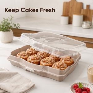 Caja de Plástico Transparente Rectangular para Pasteles, con Tapa, Resistente al Agua, Apta para Lavavajillas, Fácil de Limpiar, con Asas, para Almacenamiento de Alimentos - Product Image 3