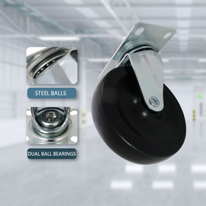 100mm Industrial Casters Thermoplastic Rubber <b>Wheels</b> Flat Free Medium Duty Top Plate - Product Image 4