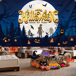 Toile de fond Halloween pour photographie fêtes décorations effrayant fantôme effrayant <span class=keywords><strong>Photo</strong></span> toile de fond citrouille fournitures fond bannière - Product Image 3