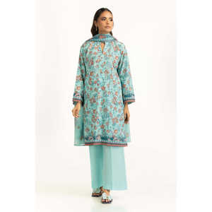 ชุดสูทลายพิมพ์สีฟ้า 3 ชิ้นสำหรับผู้หญิง สไตล์สาวออฟฟิศ ตกแต่งด้วยกระดุม - Product Image 1