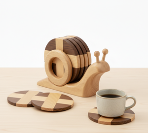 Posavasos de Madera con Diseño de Caracol Estilo Rústico de la Mejor Calidad, Acabado Natural, Accesorio para Bebidas a Precios Bajos - Product Image 4