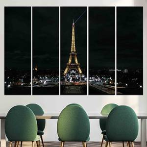 ผ้าใบพิมพ์ลาย: ทิวทัศน์เมืองยามค่ำคืนของหอไอเฟล ชุดผ้าใบ 5 ชิ้น - Product Image 1