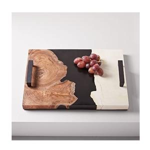 Venta al por mayor de bandeja de resina de madera para servir bebidas de té aperitivos tablas de servir vajilla de cocina bandeja de resina púrpura - Product Image 6