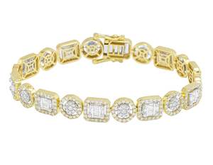 High Quality Customize Sterling Silver VVS Moissanite <b>Baguette</b> Round Diamond Iced Out Hip Hop Bling <b>Bracelet</b> For Men - Product Image 1