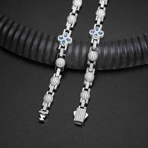Pulsera de Eslabones Cubanos con Diamantes Swan Diamond B2SM 15tcw, Probador de Diamantes Vvs, Chapado en Rodio de Plata de Ley 925, Unisex - Product Image 1