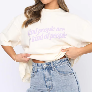 Mode durable écologique imprimé personnalisable femmes T-shirt tissu respirant été essentiel T-shirt en coton pour les femmes - Product Image 4