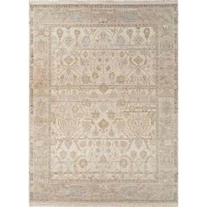 Tapis en laine afghane noué à la main Someplace in Time, motif médaillon, couleur ivoire, pour usage domestique - EA-3009 (Cs-01) - Product Image 1