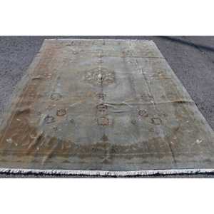 Tapis turc vintage surdimensionné 7,5x9,5 pieds, tapis en laine gris patchwork - Product Image 5