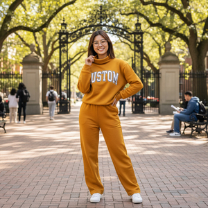 Nuevo Diseño, Conjunto Deportivo de 2 Piezas para Mujer, Unisex, Estilo Vintage, Sudadera y Pantalones de Algodón - Product Image 5