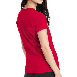 Camiseta de algodón liso teñido/fibra de bambú para mujer, camiseta informal cómoda de talla grande, secado rápido, transpirable, personalizada, de alta calidad - Product Image 4