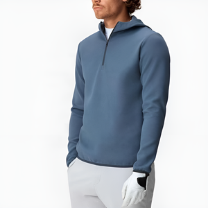 Sweat-shirt à capuche bleu pour homme, coupe classique, couleur unie, respirant, 100% coton biologique, poche, manches longues, décontracté, hiver - Product Image 5