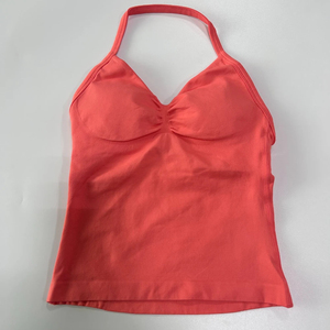 Top de tiras de palangre sin logotipo para mujer, camisetas sin mangas de Yoga sin costuras, sujetador incorporado, ropa de gimnasio sin espalda, camiseta sin mangas, Top de entrenamiento - Product Image 6