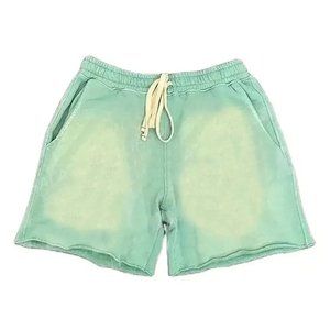 Shorts de sport d'été pour hommes, en toile tricotée unie, respirants, séchage rapide, élastiques, pour la course et l'entraînement, taille mi-haute, décontractés, coupe ample, devant ouvert - Product Image 4