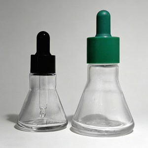 Flacone Contagocce in Vetro Trasparente da 30ml con Tappo Verde, Bottiglia Vuota per Cosmetici, Oli Essenziali, Profumi e Prodotti per la Cura della Pelle - Product Image 1