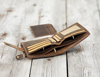 Dompet Lipat Kulit Asli Premium Desainer, Pendek, Anti RFID, Tipis, Buka-Tutup, Mode Pria, Kancing, Grosir