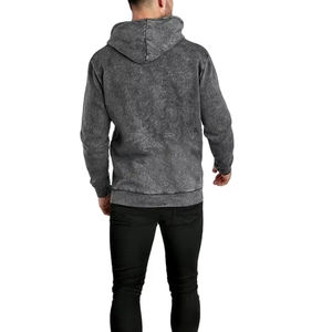 Sweat à capuche d'hiver écologique pour hommes de haute qualité vêtements de rue entraînement impression numérique solide Vintage lavé 100% coton - Product Image 4